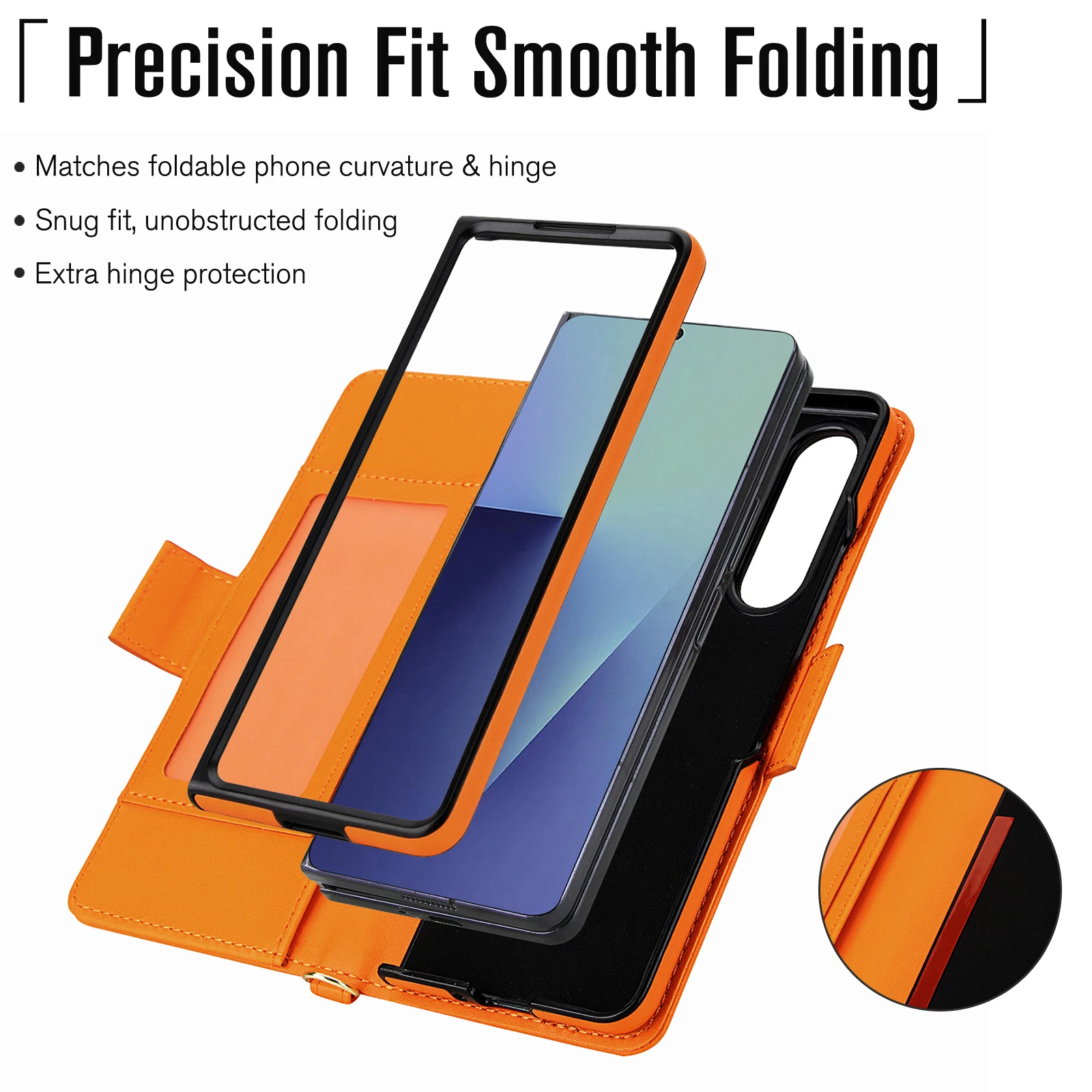 Luksusowe skórzane etui crossbody z przegródkami na karty do Samsung Galaxy Z Fold 7 6 5 4 3 5G, odporne na wstrząsy, ochronne akcesoria. — zdjęcie produktu 3