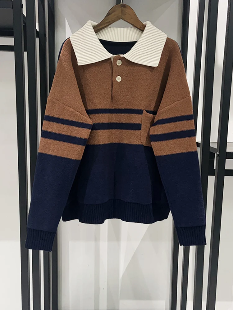 

Свободный крой, вязаный свитер в полоску, цветная блузка, дизайн, полиэстер, шерсть, нейлон, длинный свек, зимняя мода для женщин