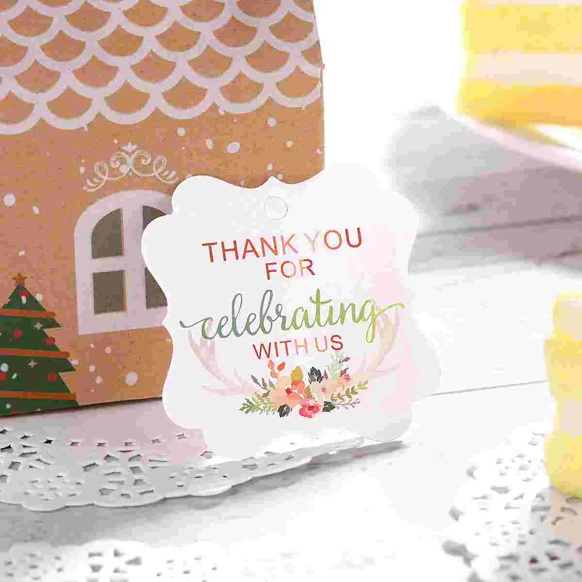 

Amosfun 50pcs Gift Tag Antler Printing Decor Price Label Thank You Hanging Tag for Wedding Baking Store Gift Invitation Letter (