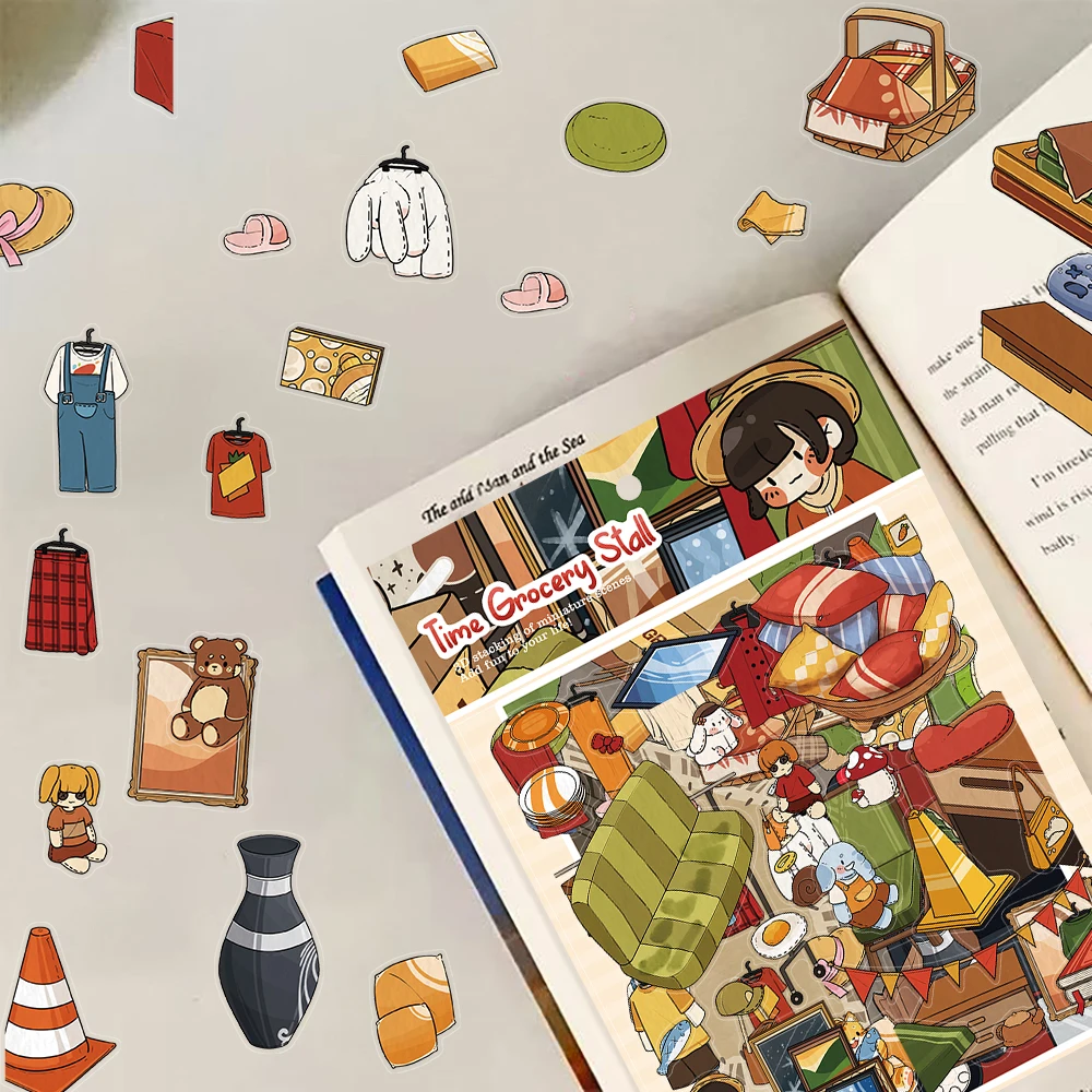 

3PCS Cute Time Grocery Store Landscaping Sticker Warm Harajuku Gift Style Skateboard Bicycle Funny Creative Collage Stickers