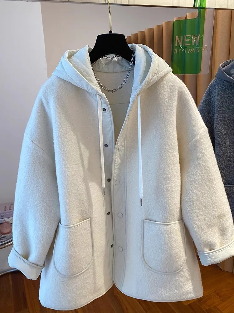 Mode bont geïntegreerde capuchon dames herfst winter kleur geblokkeerd katoenen jas Koreaanse losse dikke warme gewatteerde kleding