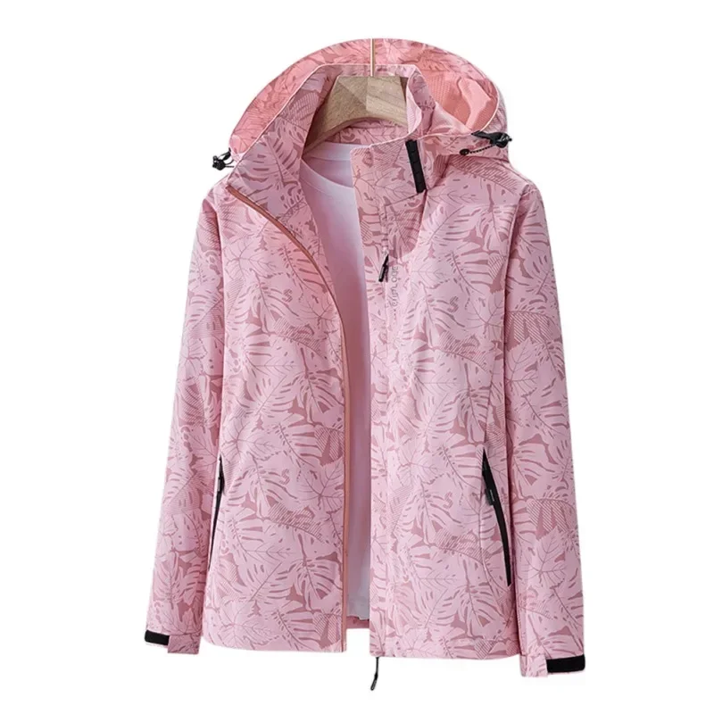 

Cosxie Women's Camouflage Autumn Spring Thin Jacket Hooded Waterproof Windbreaker Outdoor Running Sports Breathable Coat