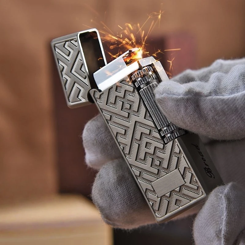 

Minimally Sound Lighter Retro Grinding Wheel Open Flame Side Sliding Lighter High-end Smoking Gift Cigarette Accessories