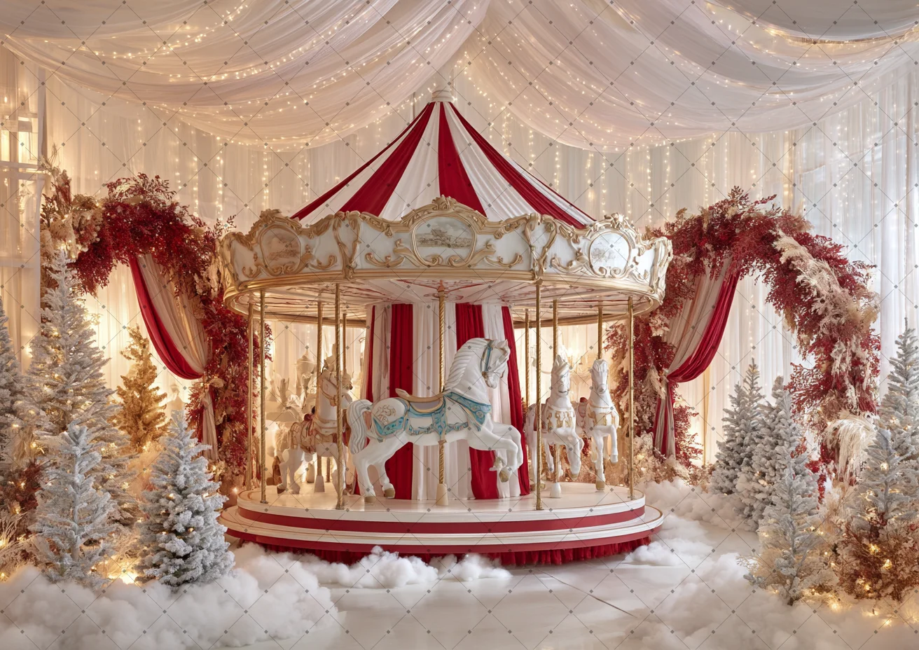 Red White Carousel Christmas B - огляд і ціна Photography Lighting White Background