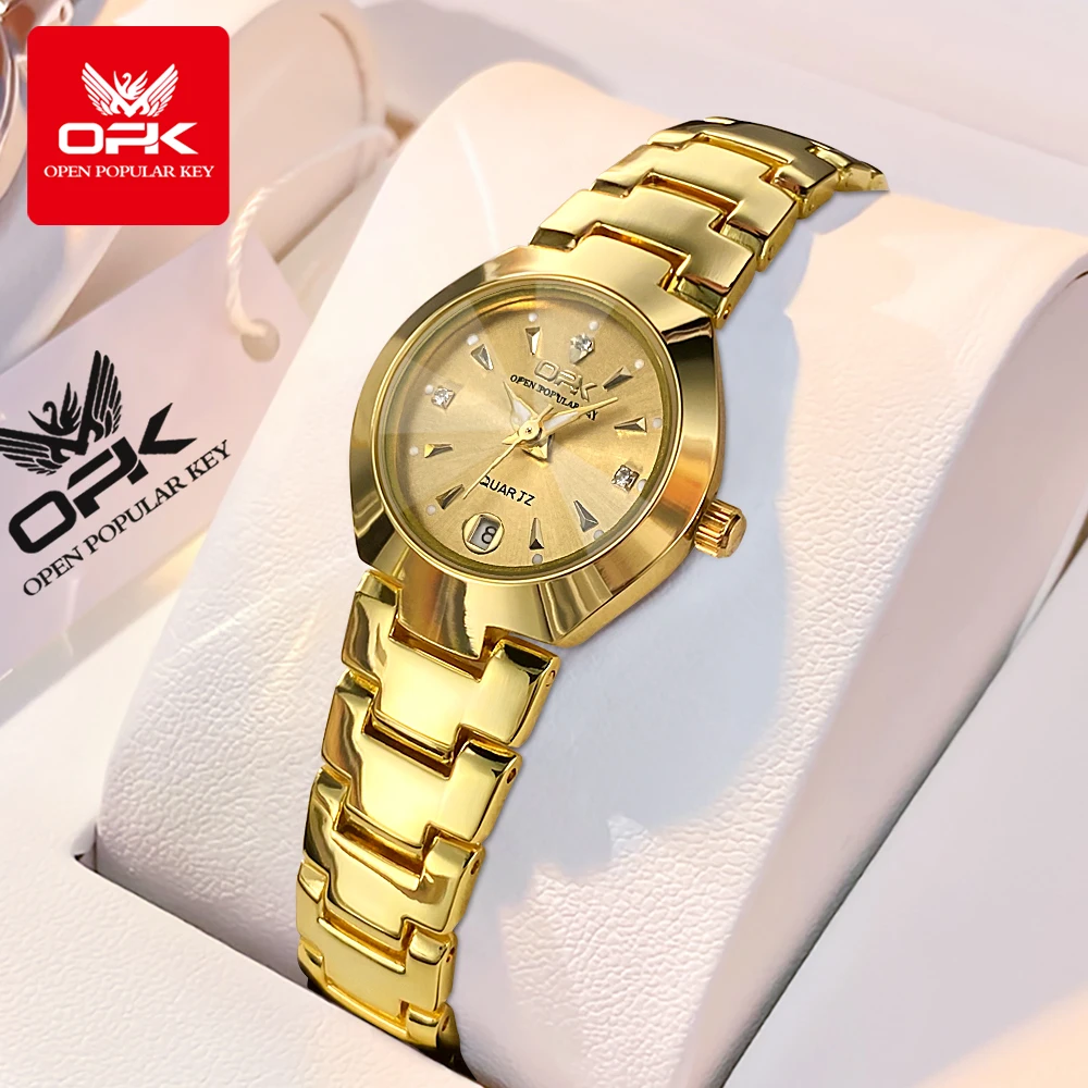 OPK 8105 montres pour femmes de luxe Original en acier inoxydable étanche lumineux dames montre à Quartz à la mode Zircon échelle Date