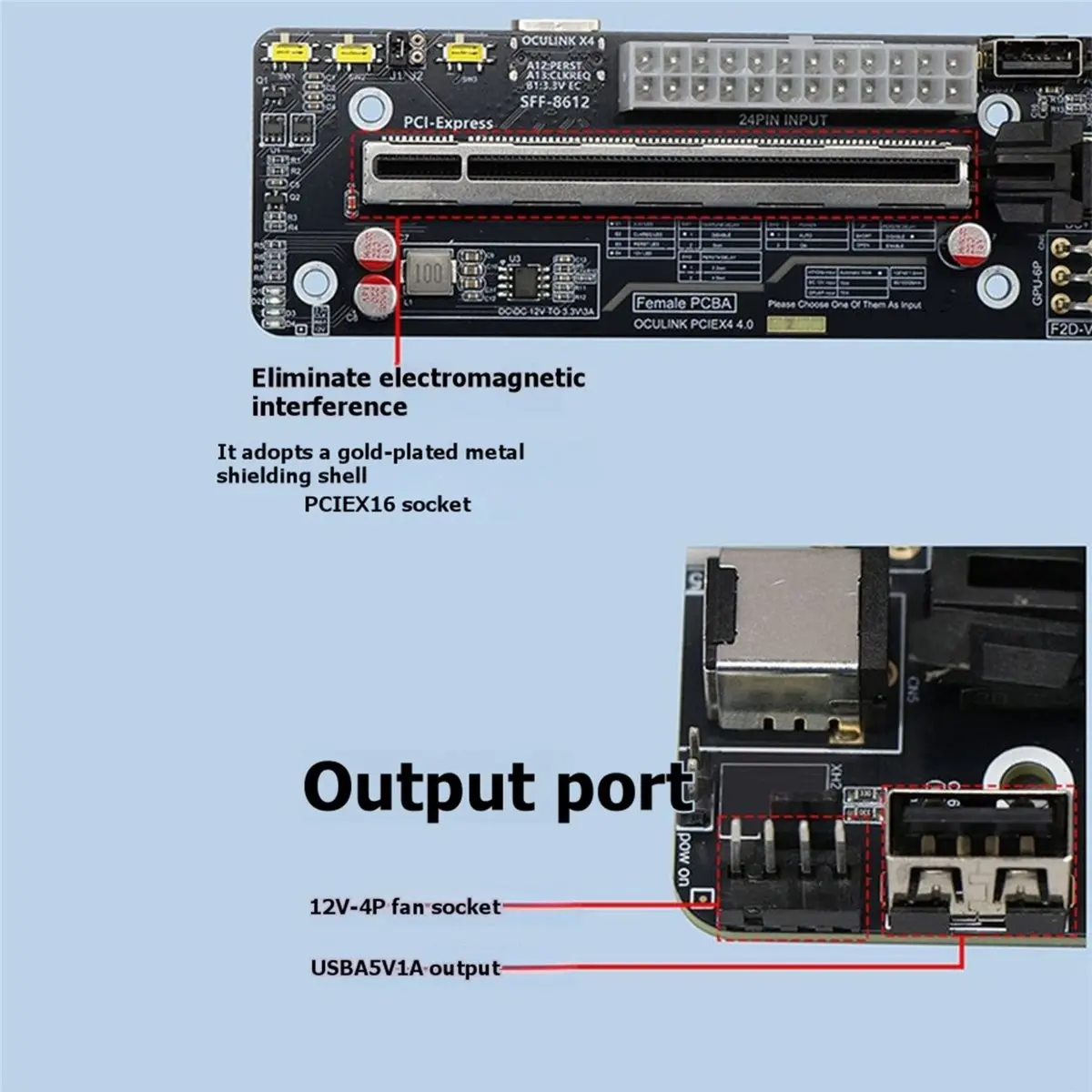 618 Mega Sale OCuLink Graphics Card GPU Dock 64G SFF-8612 to PCIe External Expansion Board for Mini PC F2D Motherboard