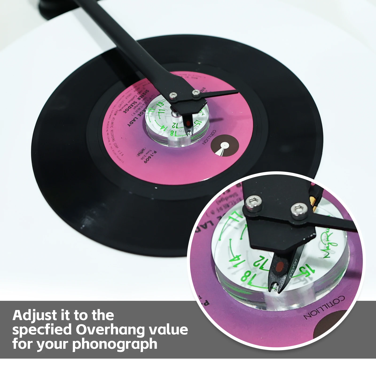 อะแดปเตอร์แปลงแผ่นเสียงไวนิล38มม. 7นิ้ว45รอบต่อนาทีอะคริลิคแผ่นเสียงเทคนิคอะแดปเตอร์ตรงกลาง