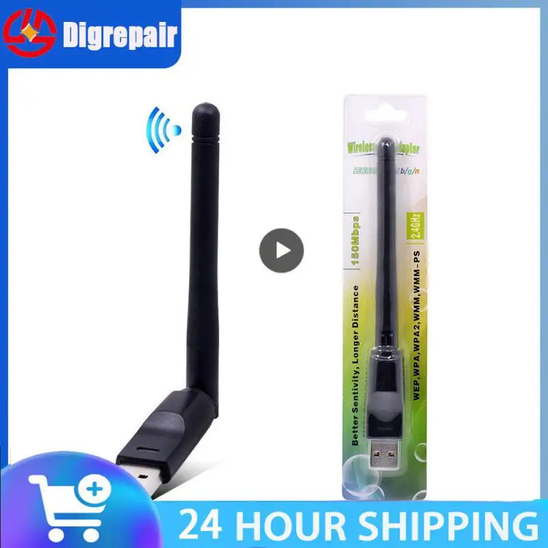 Sem fio Mini USB Dongle Receptor Wi-Fi, 2.4GHz Adaptador WLAN -Fi, 150Mbps Placa de rede, PC, Laptop, DVB T2, DVB T2