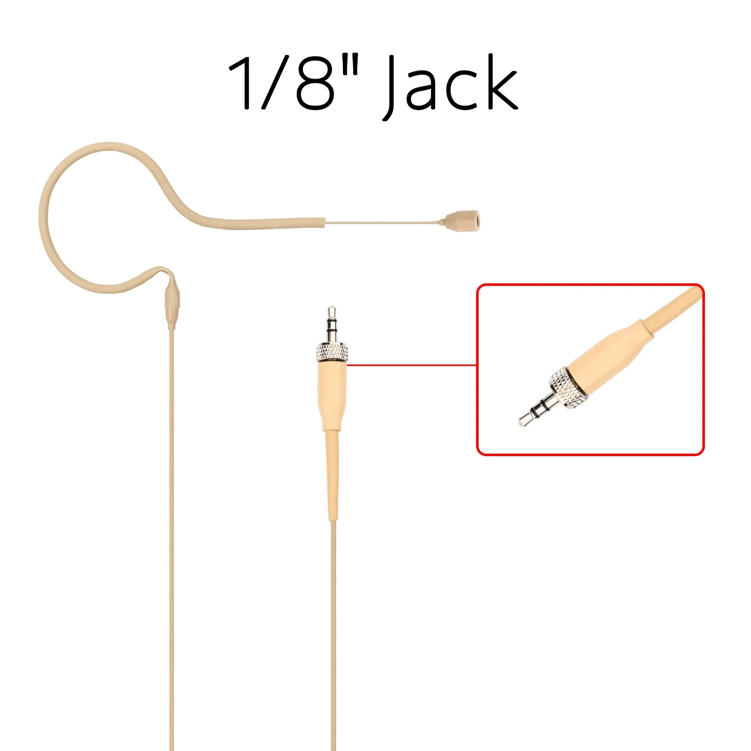 Wired Microphone Headset 3.5mm Plug With Nut Single Ear Hanging Skin Color Condenser Headworn Mic for Teaching HS-13S2-L4A