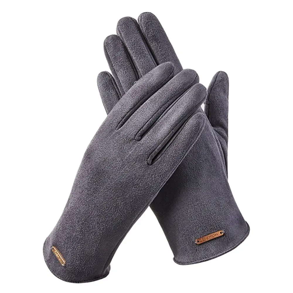 Fashion Suede Touch Screen Gloves Thicken Velvet Driving Mittens Winter Windproof Ski Gloves Women