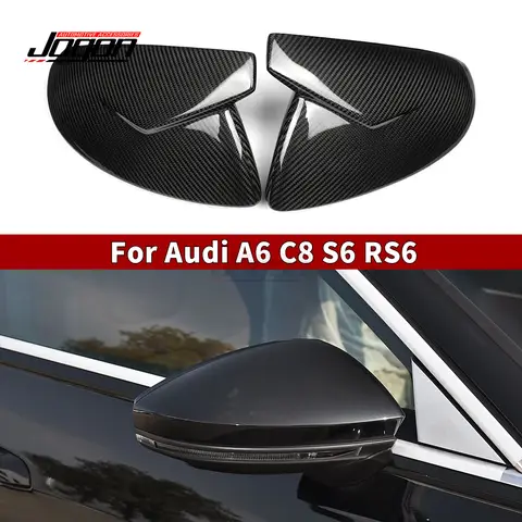 아우디 A6 C8 S6 RS6 아반트 A7 A8 2019-2025 리얼 카본 파이버 사이드 미러 커버 외부 액세서리