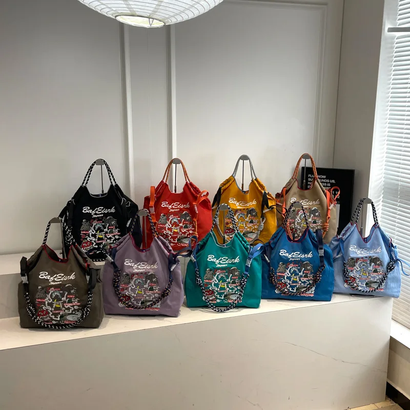 

FEILER Japanese Embroidered Nylon Shopping Bag Simple Commute with Large Capacity Single Shoulder Bag Tide Handbags