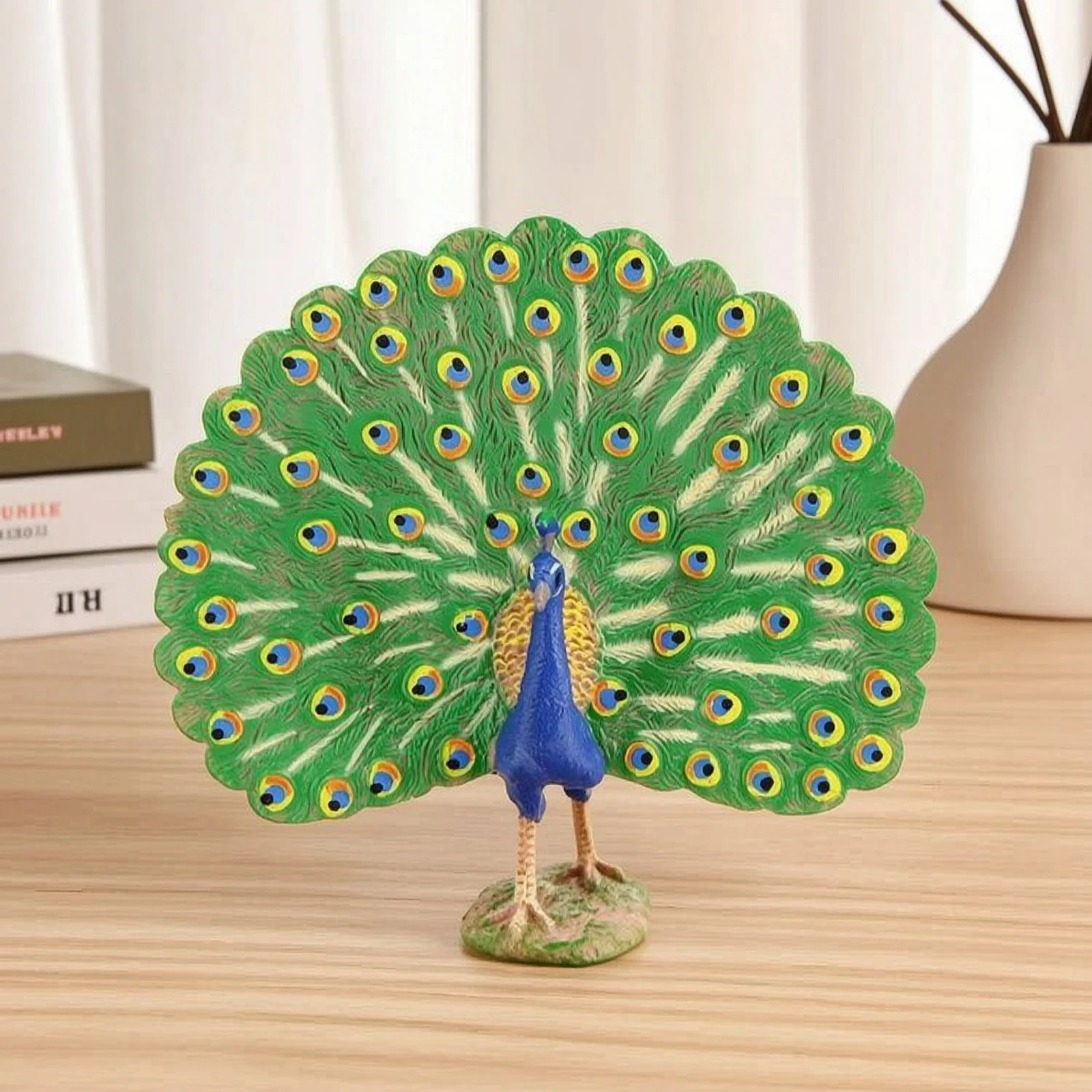 Peacock Figurine Realistic Peacock Bird Figurine Bird Model Solid Long-Lasting for Children, Tabletop, Shelf