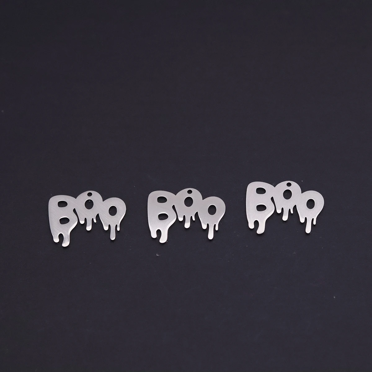 3pcs Stainless Steel DIY Charms For Jewelry Making Spooky Halloween Style Boo Word Pendant For Necklace Bracelet Earrings