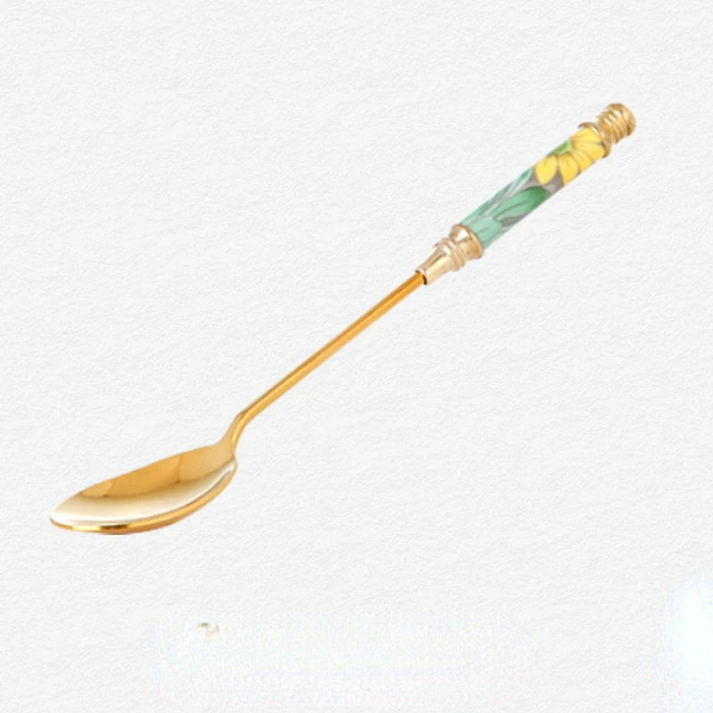 Daisy Stainless Steel High Appearance Level Dessert Spoons Exquisite Long Handle Stirring Spoon Coffee Accessories Coffee Scoops