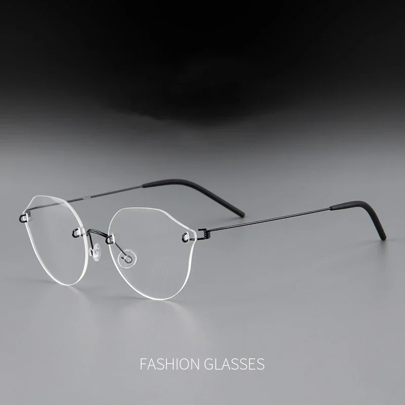 

Brand Pure Titanium Rimless Glasses for Women Ultra-lightweight Irregular Screwless Frameless Eyeglasses Prescription Customized