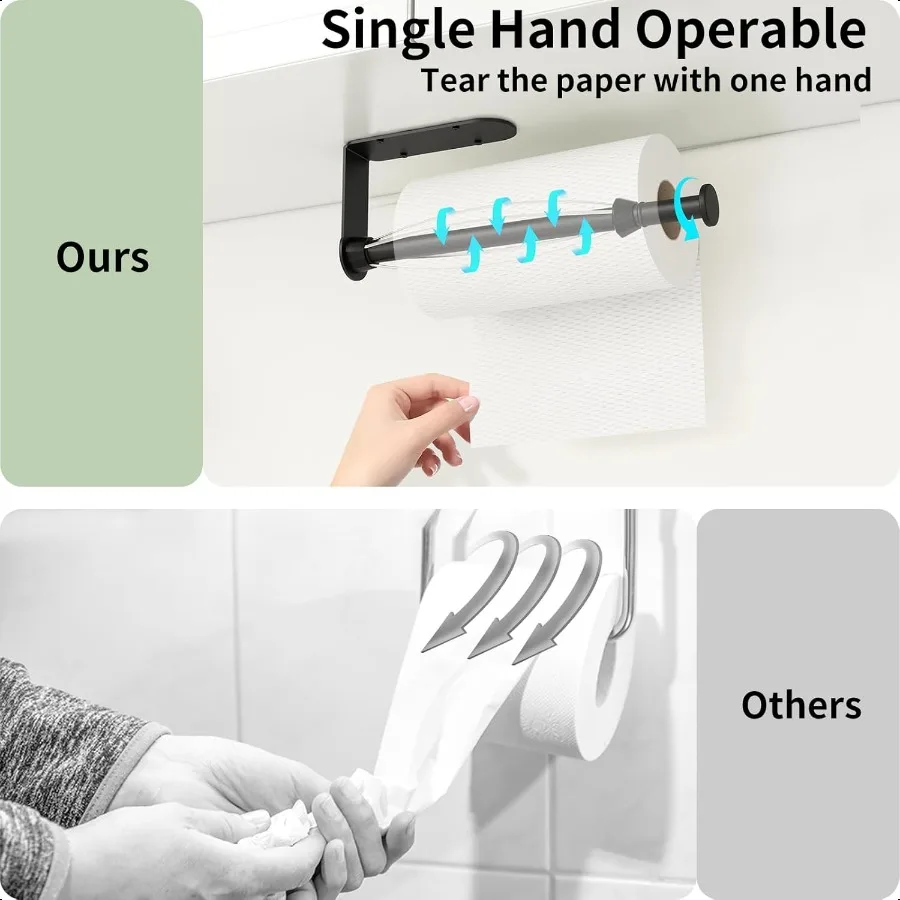 حامل المناشف الورقية تحت الخزانة يد واحدة قابلة للتشغيل على الحائط حامل المناشف الورقية مع تأثير التخميد ذاتية مقاومة للانحناء #4
