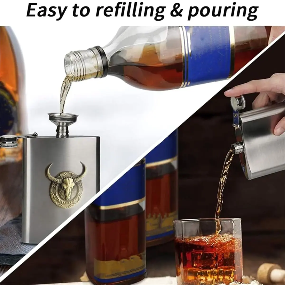 618 Mega Sale 6 Oz Stainless Steel Hip Flask with Bull Totem Wine Pot Portable Hip Flask Travel Alcohol Liquor Bottle