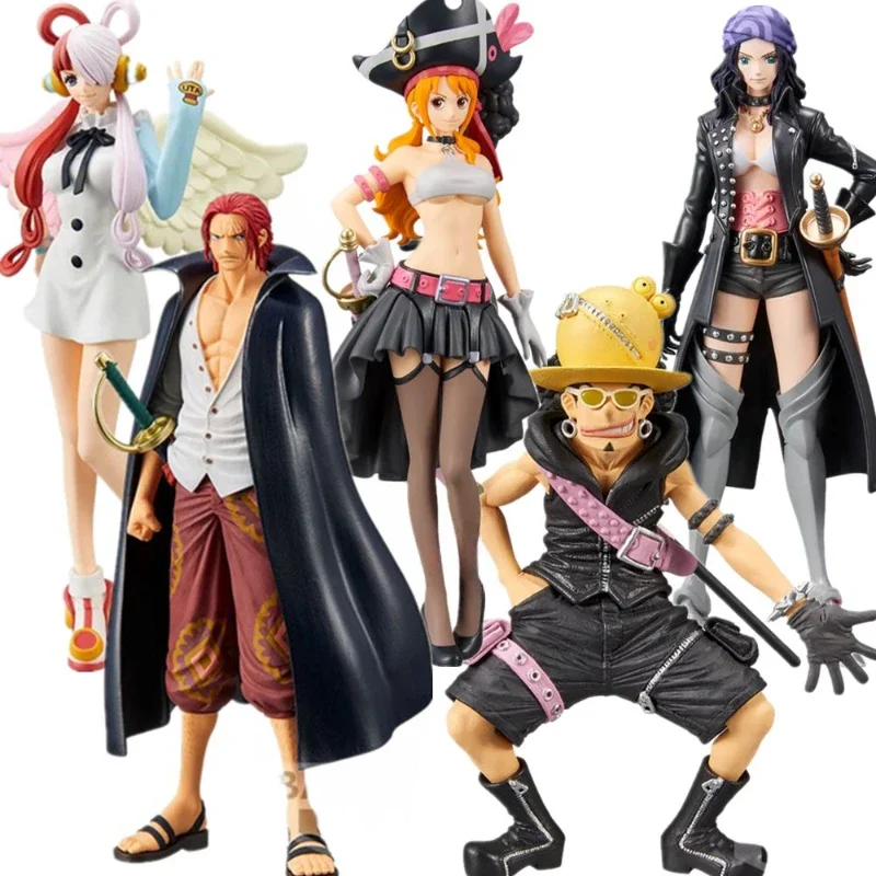 Jednoczęściowe z filmu czerwony DXF Uta 14-17cmAnime figurka Luffy Nami Robin Shanks Manga statua PVC Model kolekcjonerski zabawki figurkowe akcji