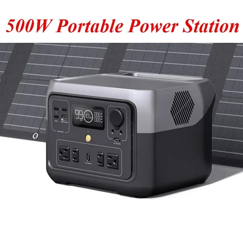 500W 휴대용 파워 스테이션, 수명이 긴 LiFePO4, 220V 태양광 발전기, 야외 비상 모바일 보조배터리, 512Wh 