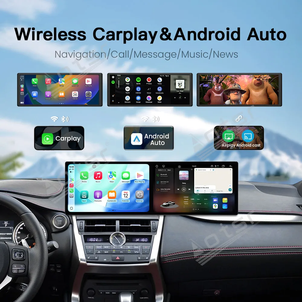 راديو سيارة مزدوج 10.1 بوصة عالي الدقة مع ملاحة Carplay GPS لكزس NX 2013-2016 ملحق ترقية ذكي بشاشة مزدوجة أندرويد