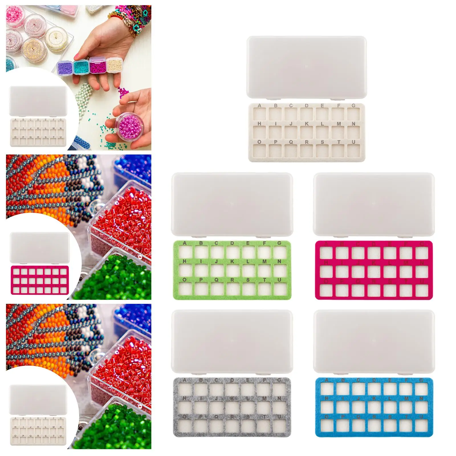 

Bead Storage Mat Space Saving Portable 21 Grids Bead Pad with Box for Arts and Crafts Charms Jewelry Making
