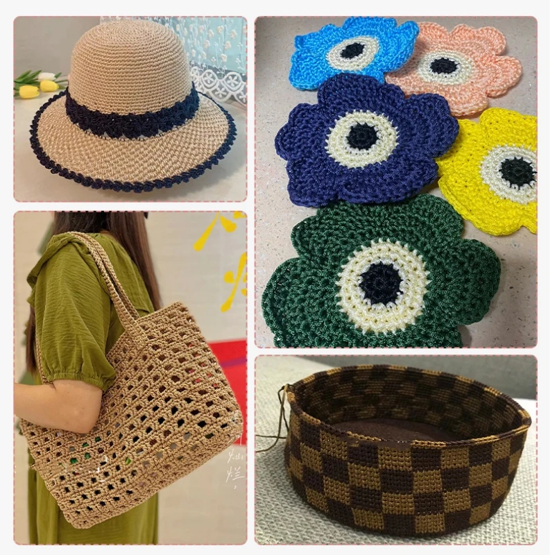 

Легкая полая пряжа для вязания крючком 3 мм, толстые нити для летних шляп, сумок, подушек, рождественских украшений, ручной вязки