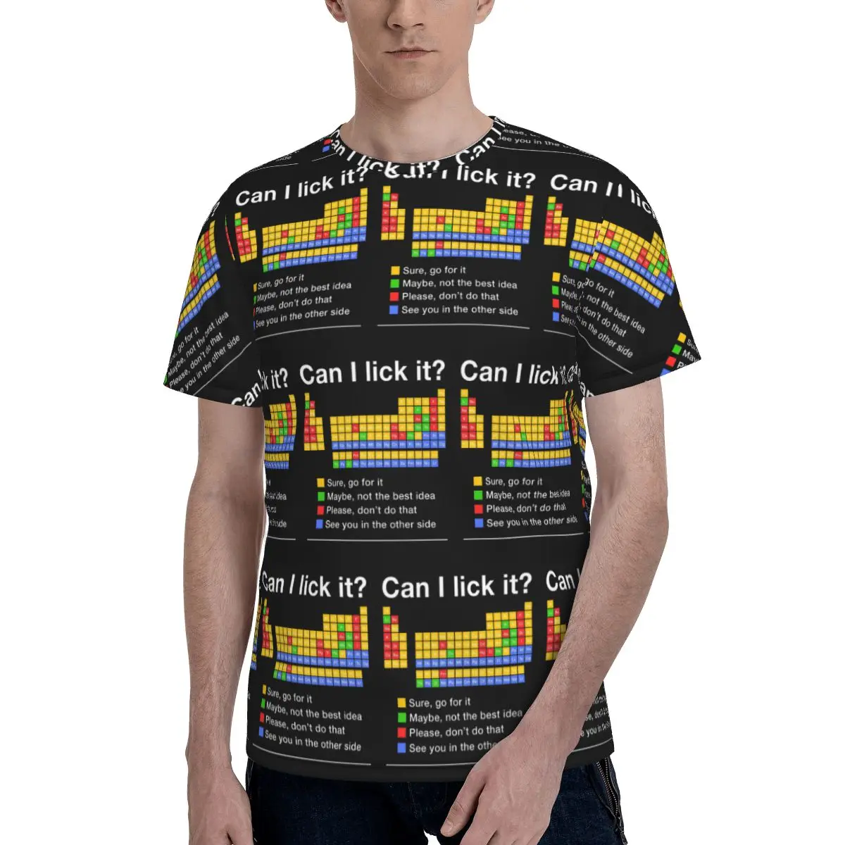 Can I Lick It Periodic Table T-Shirt for Men Cotton T Shirts Men's Short Sleeve Round Neck Summer Clothes Tops