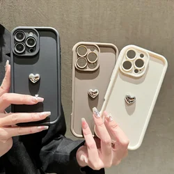 Korean Cartoon 3D Silver Love Heart Phone Case For Xiaomi Redmi Note 14 13 12 Pro Plus 5G 13 12S 11S 10S Redmi 14C 13C 12C Cover