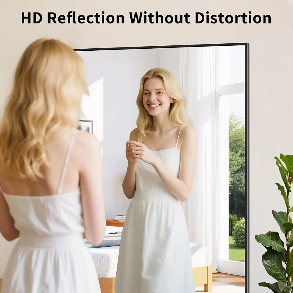 Espejo de baño inastillable de vidrio templado, 24x48, HD sin distorsión, marco de aluminio moderno, montaje horizontal/vertical