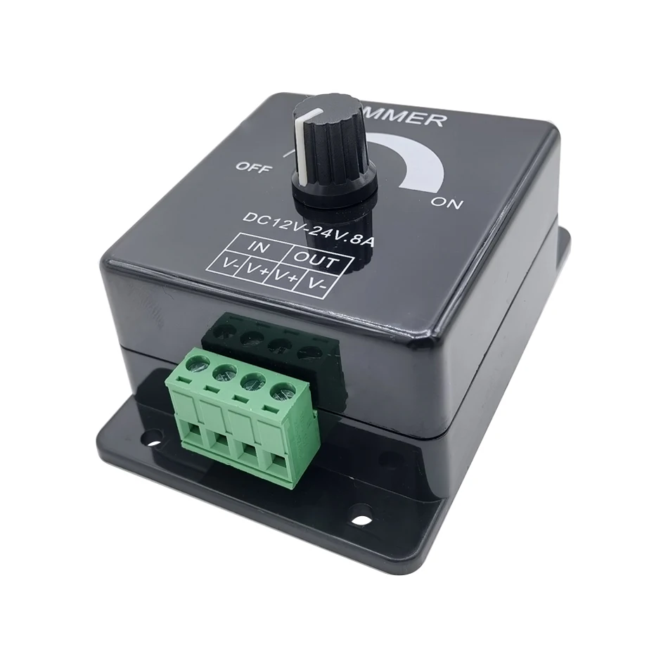 8A LED Dimmer DC12V 24V Black Adjustable Brightness Controller Switch Lamp Bulb Strip Driver Single Color Light Power Supply