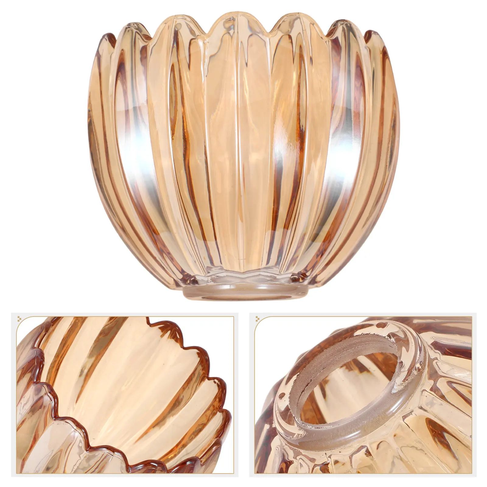 Warm Ambiance Amber Glass Pumpkin Lamp Shade Replacement for Ceiling Fixture Pendant Light Wall Sconce Table Lamp Decorative