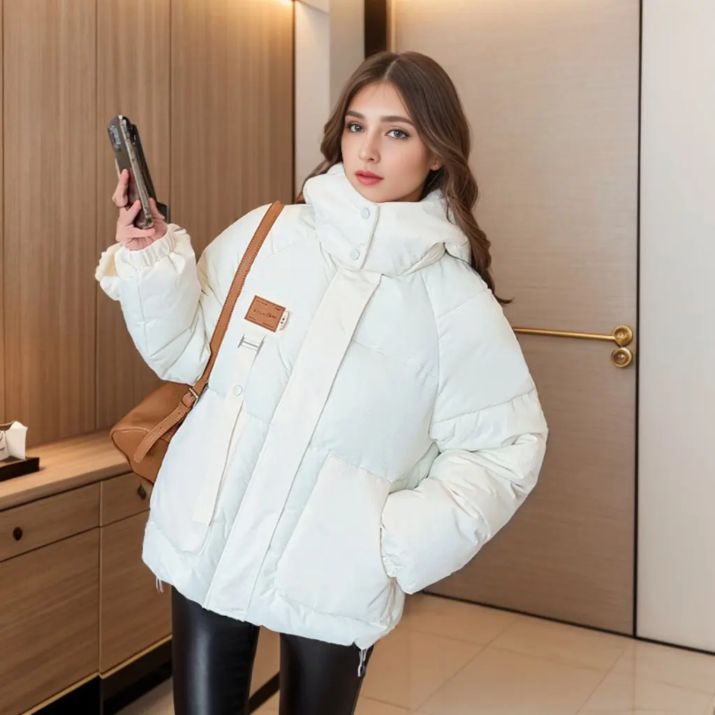 Women's Warm Cotton-Padded Coat Winter Oversize Bread Jacket Thickened Workwear Fashionable Outerwear