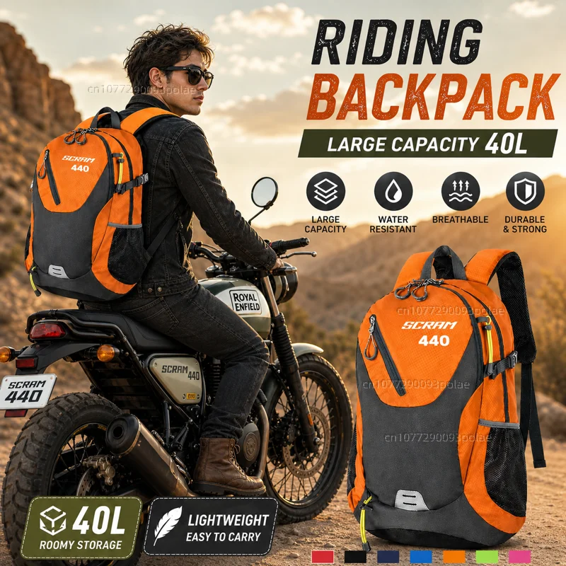 For Royal Enfield Scram 440 2024 2025 Large Capacity Waterproof OutdoorRacing travel Men waterproof Backpack Bag Motorcycle Gift