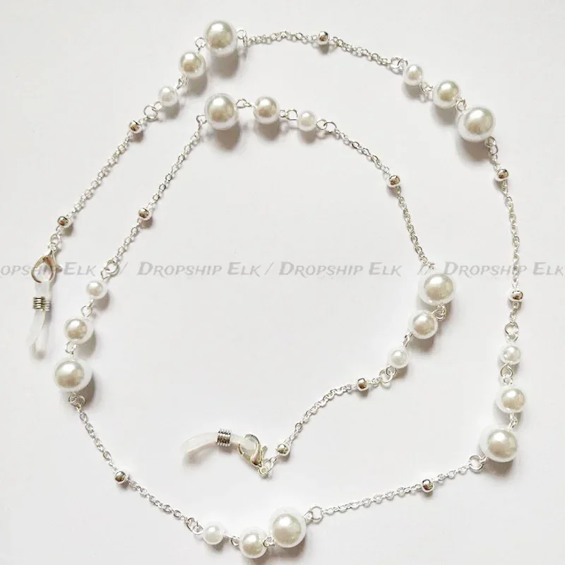 Catena per occhiali da sole Catena di perle con perline Cordino per occhiali Cinturino per occhiali Passanti in silicone Collana da donna Accessorio per catena per occhiali esterni