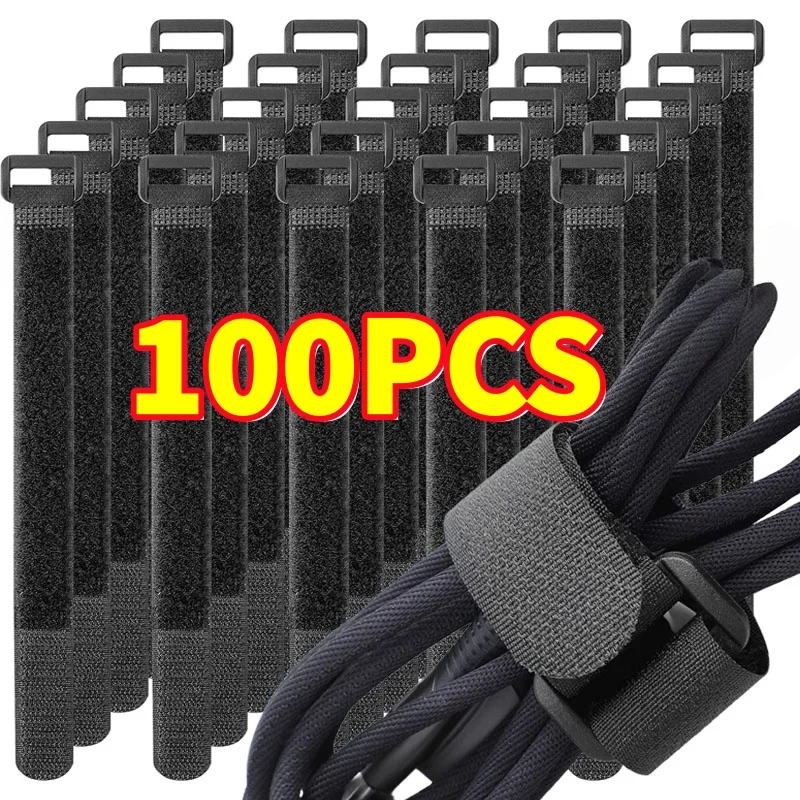 100PCS Adjustable Cable Ties Organizer Fastener with Plastic buckle