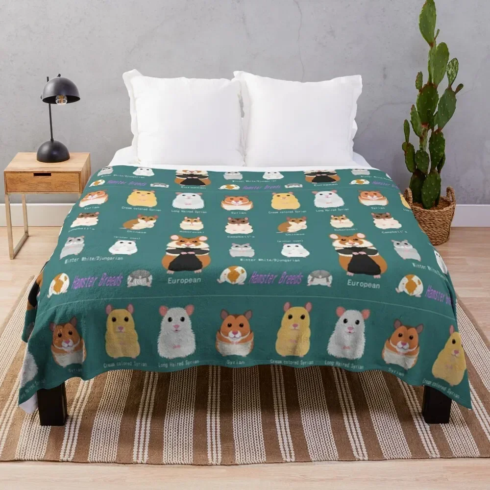 Hamster Breeds syrian hamster Throw Blanket Decorative Sofa Beach Flannel Blankets