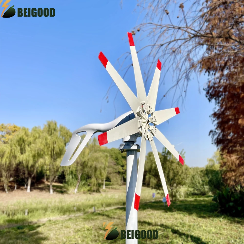 Home 3KW Wind Power Generator 3000W 12V 24V 48V Horizontal Wind Turbine Free Energy 8 Blades Windmil With MPPT Controller