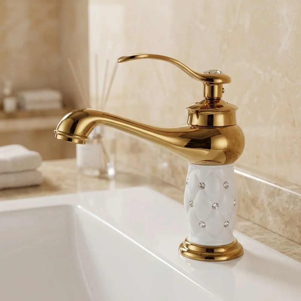 Single Handle Mixer Tap Bathroom Faucet Cold Hot Water Sink Basin Faucet Brass Deck Mounted Faucets Bathroom Accessories