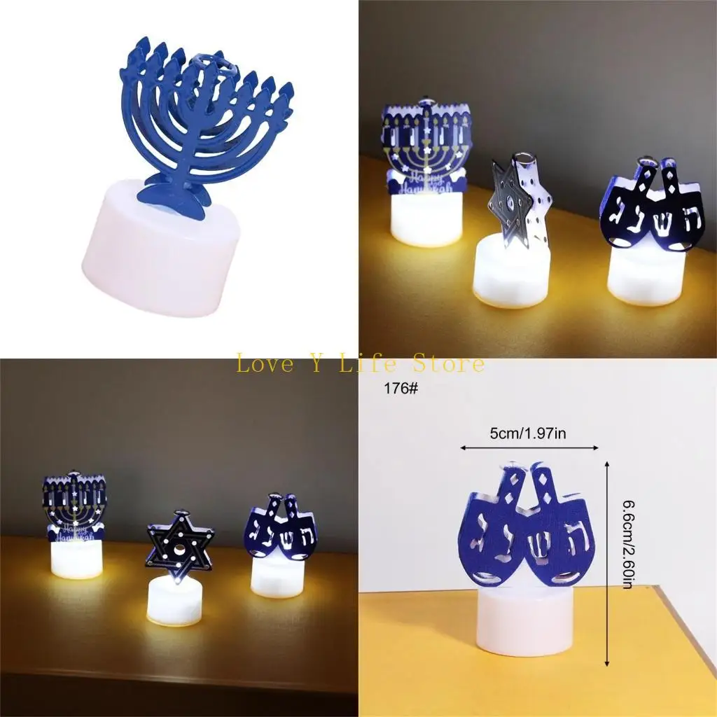 L74C LED LED LED LED Light Iron Art Texture Candela a LED Adatto per i rituali Hanukkah e miglioramento delle ambiancanti per