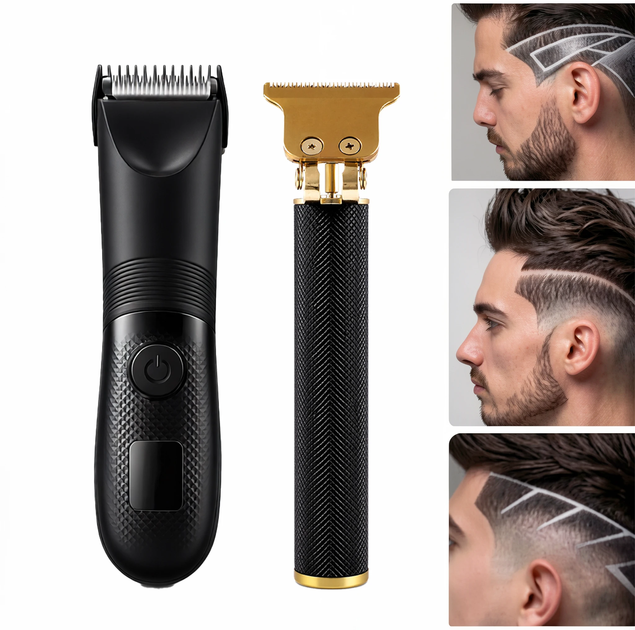 OMUONE Vintage Men's Electric Hair Clipper Rechargeable Beard Trimmer with Hair Trimmer Kit USB Fast Charging Hair Clipper