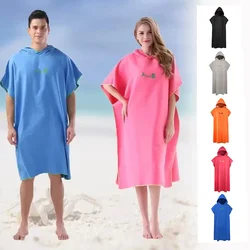 Quick Dry Bathrobe Adult Surf Poncho Change Towel Microfiber Wearable Beach Towel Swimming Hooded Absorbent Bathrobe Beach Towel