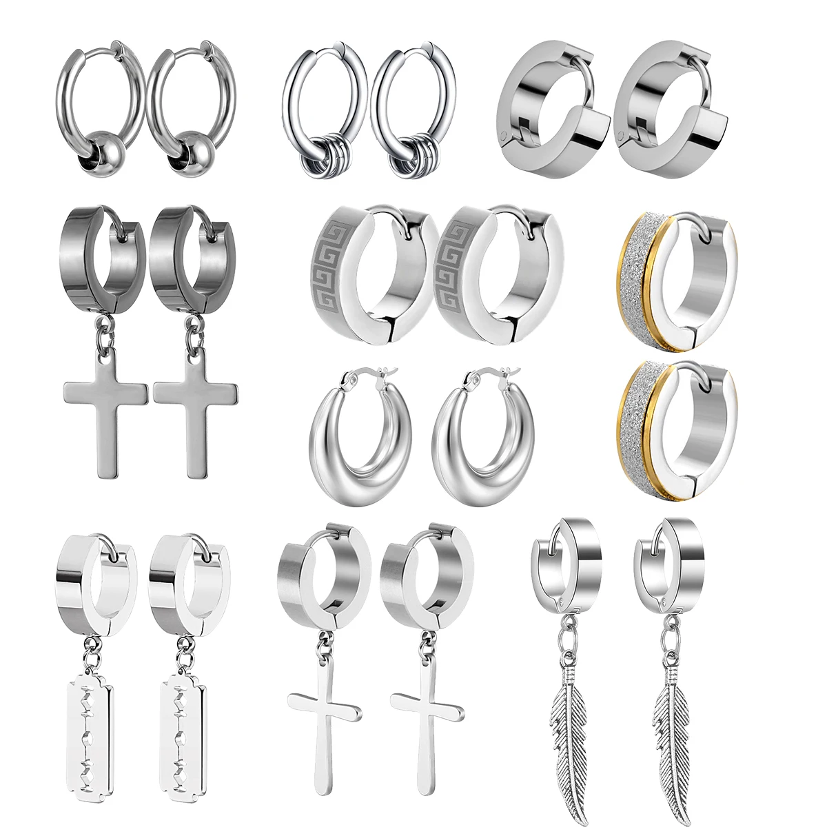 1Pair Punk Stainless Steel Round Circle Hoop Earrings For Men Women Not Fade Ear Rings Hip Hop Male Jewelry