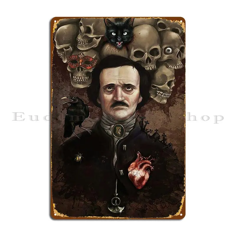 Edgar Allan Poe Metal Signs Wall Mural Garage Wall Cave Designs Cinema Tin Sign Poster