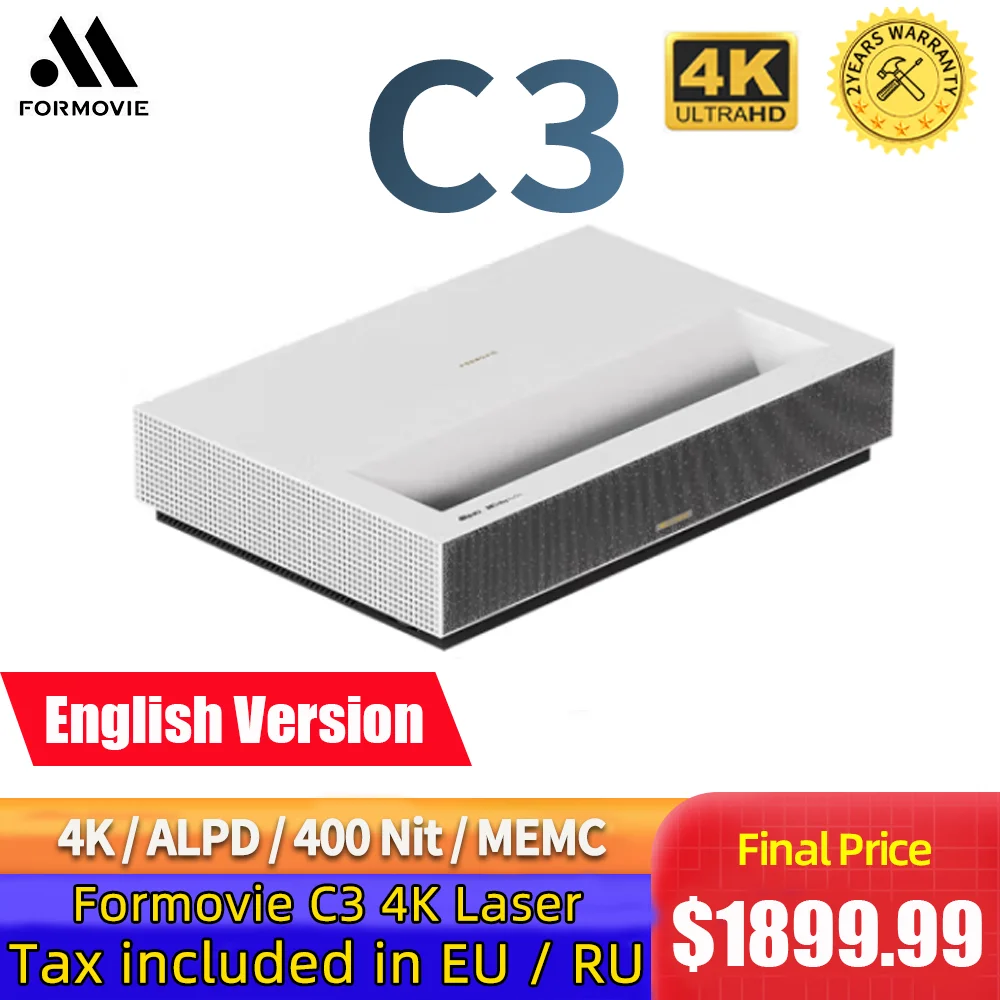 Fengmi C3 Laser TV 4K UST Projector ALPD DLP 40ms Game UST Projetor Heimkino 400 Nit Brightness Beamer Formovie Home Cinema 3