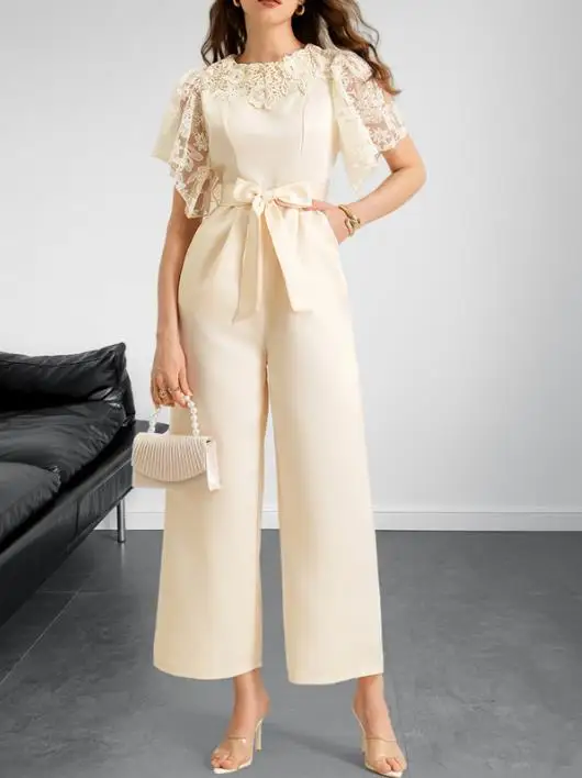 

Spring/summer Women's Jumpsuit 2025 New Evening Dress Style Satin Jumpsuit Elegant Design Jumpsuit Simple Commuting Jumpsuit