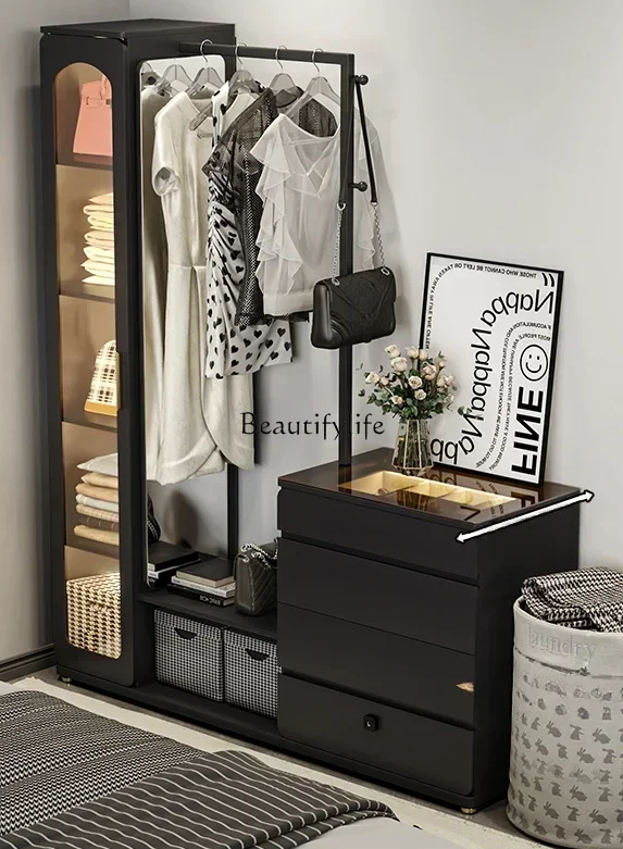 

FG17Simple and modern floor-to-ceiling coat rack, chest, integrated full-length mirror, bedside storage and storage cabinet