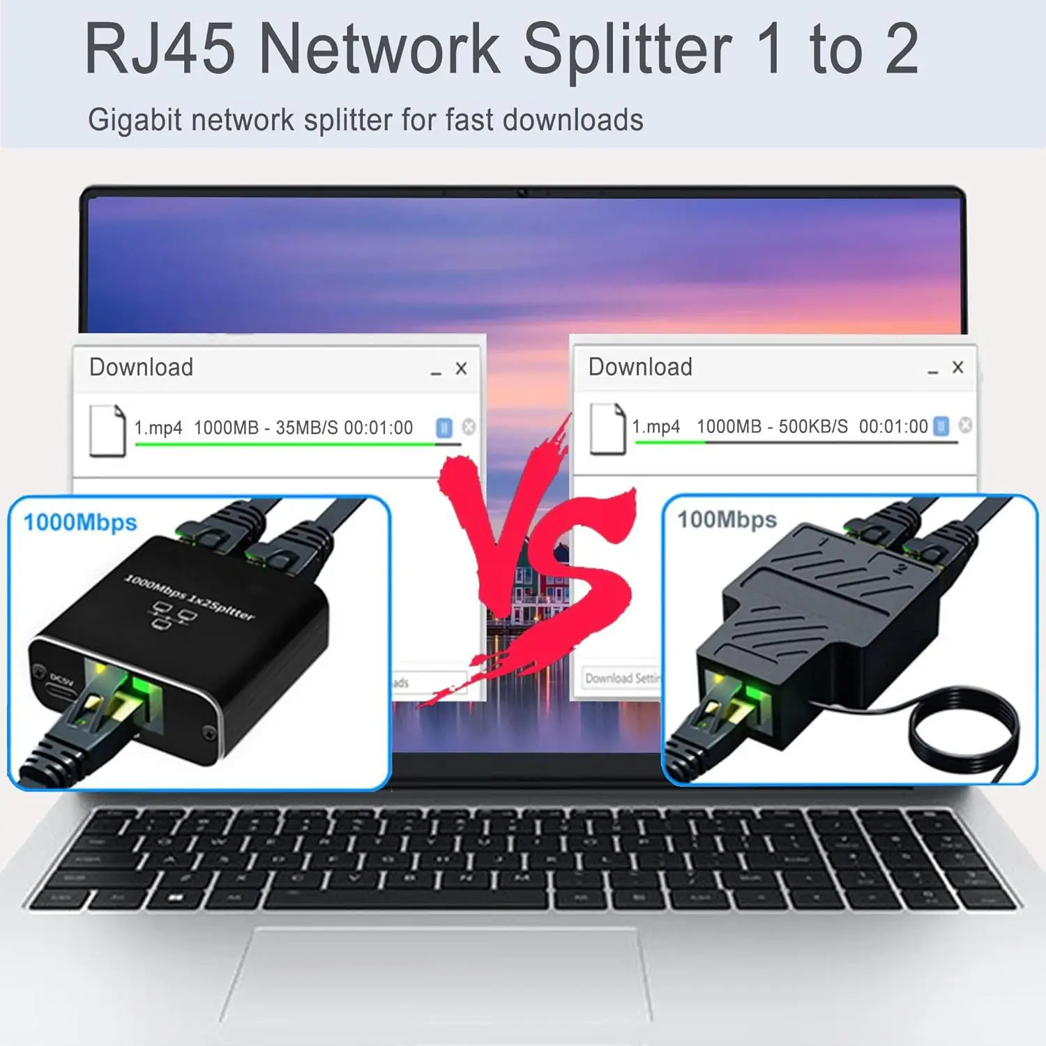 مقسم الشبكة 1 في 2 خارج ، ، mbps ، محول rj45 ، محول جيجابت ، إيثرنت إنترنت ، 8p8c ، موسع ، تمديد المكونات