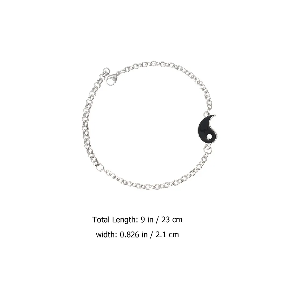 Yin Yang Couple Bracelets Stainless Steel Matching Bracelets for Long Distance Relationship Jewelry