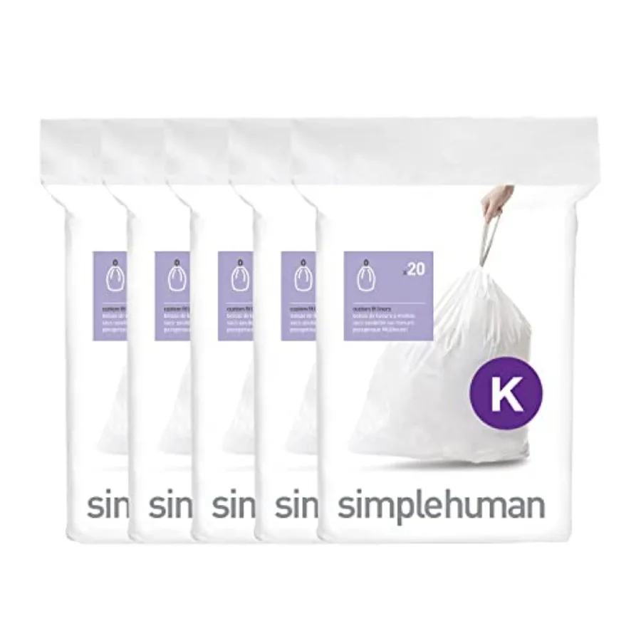 

Code K Custom Fit Liners, Drawstring Kitchen Trash Bags, One-by-One Mess-Free Dispense, Extra Thick and Double Seamed, 50% PCR